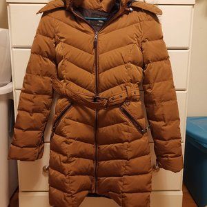 Zara - Camel Herringbone Puffer Jacket - XS